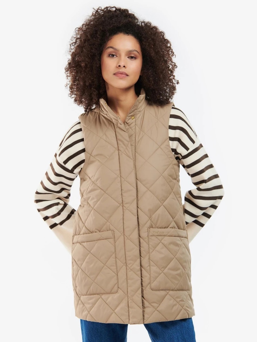 BARBOUR Cosmia Quilted Liner Vest in TAN - Size 4